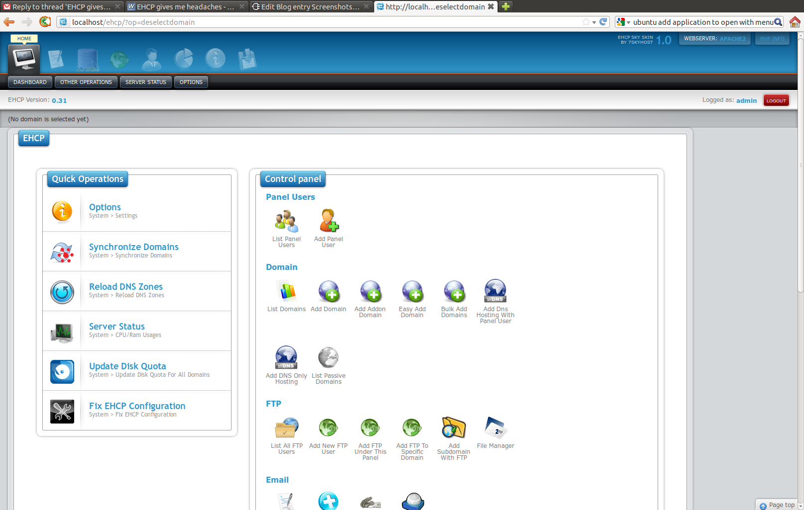 EHCP - Top 10 Free Open Source Web Hosting Control Panels - HostNamaste