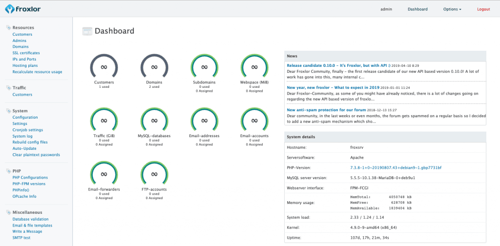 Top 10 Free Open Source Web Hosting Control Panels - Ultimate Comparison 15 Froxlor - Top 10 Free Open Source Web Hosting Control Panels - HostNamaste