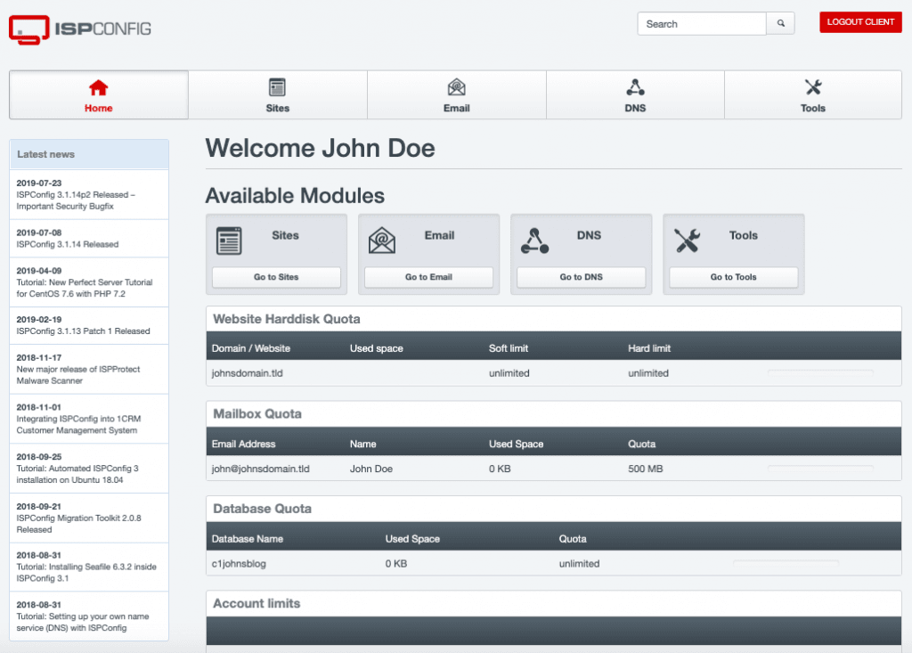 ISPConfig - Top 10 Free Open Source Web Hosting Control Panels - HostNamaste