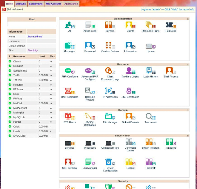 Kloxo-Mr - Top 10 Free Open Source Web Hosting Control Panels - HostNamaste