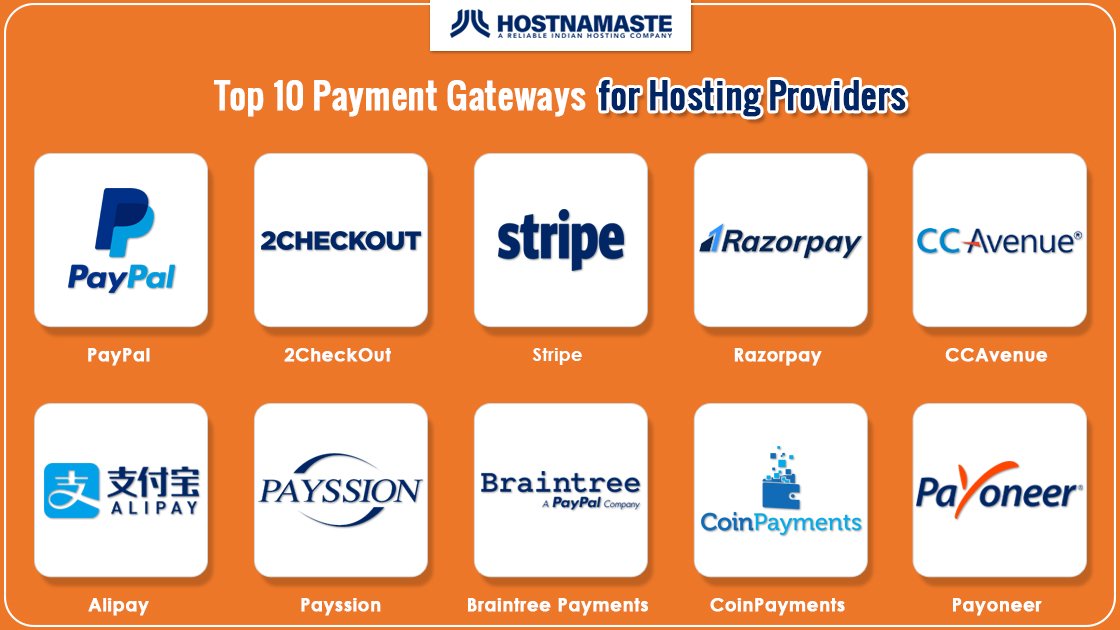 Top 10 Payment Gateways for Hosting Providers - HostNamaste