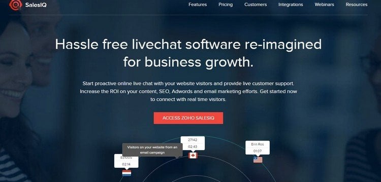 Zoho Sales IQ - Top 10 Free Live Chat Softwares for Hosting Providers - HostNamaste