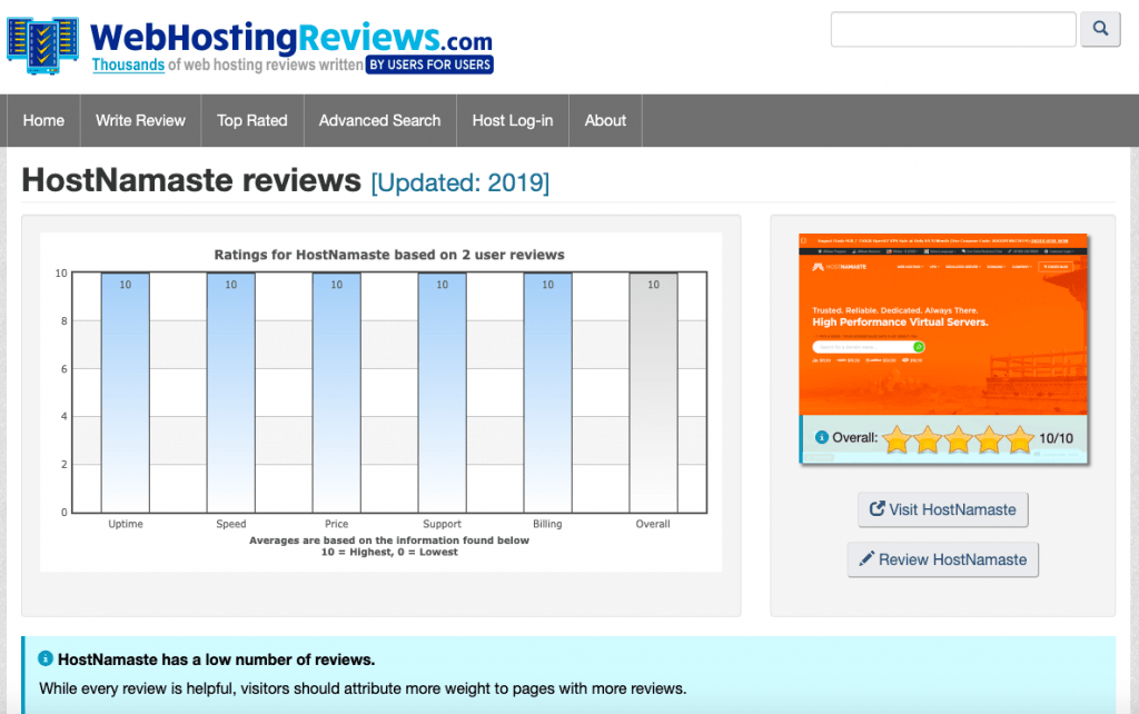 WebHostingReviews - Top 10 Web Hosting Review Sites - HostNamaste