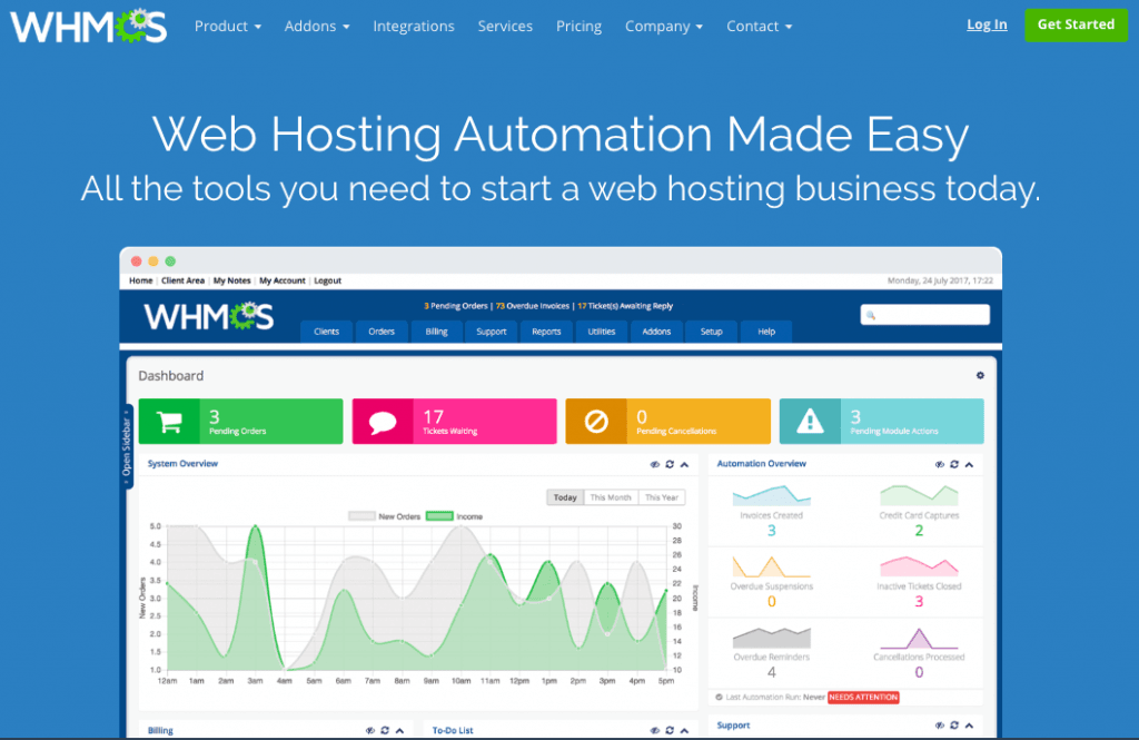 WHMCS - Top 10 Web Hosting Billing Softwares and Automation Platforms for Web Hosting Providers - HostNamaste