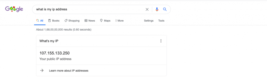 Check on Google What is My IP Address