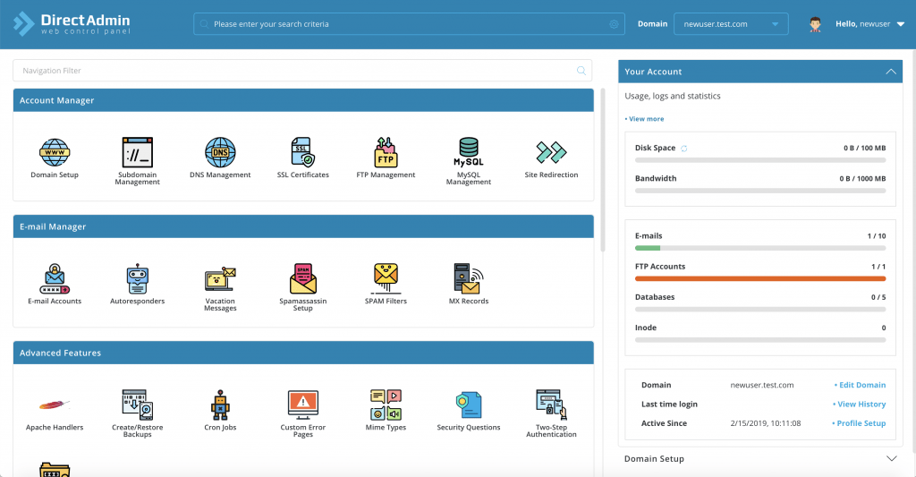 DirectAdmin - Top 5 Paid Web Hosting Control Panels to Manage VPS and Dedicated Servers - HostNamaste