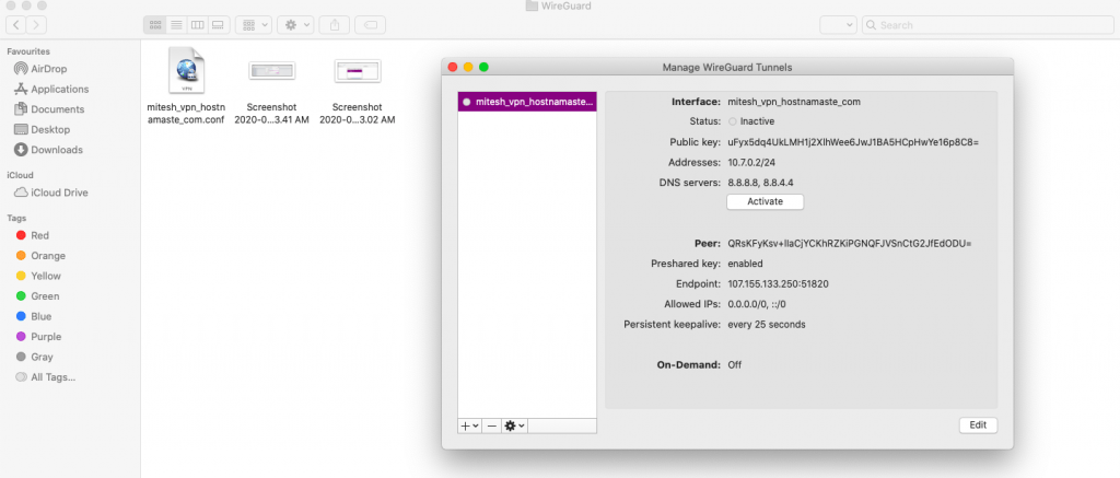 Import VPN File via WireGuard Application