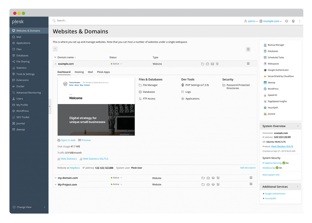 Plesk - Top 5 Paid Web Hosting Control Panels to Manage VPS and Dedicated Servers - HostNamaste