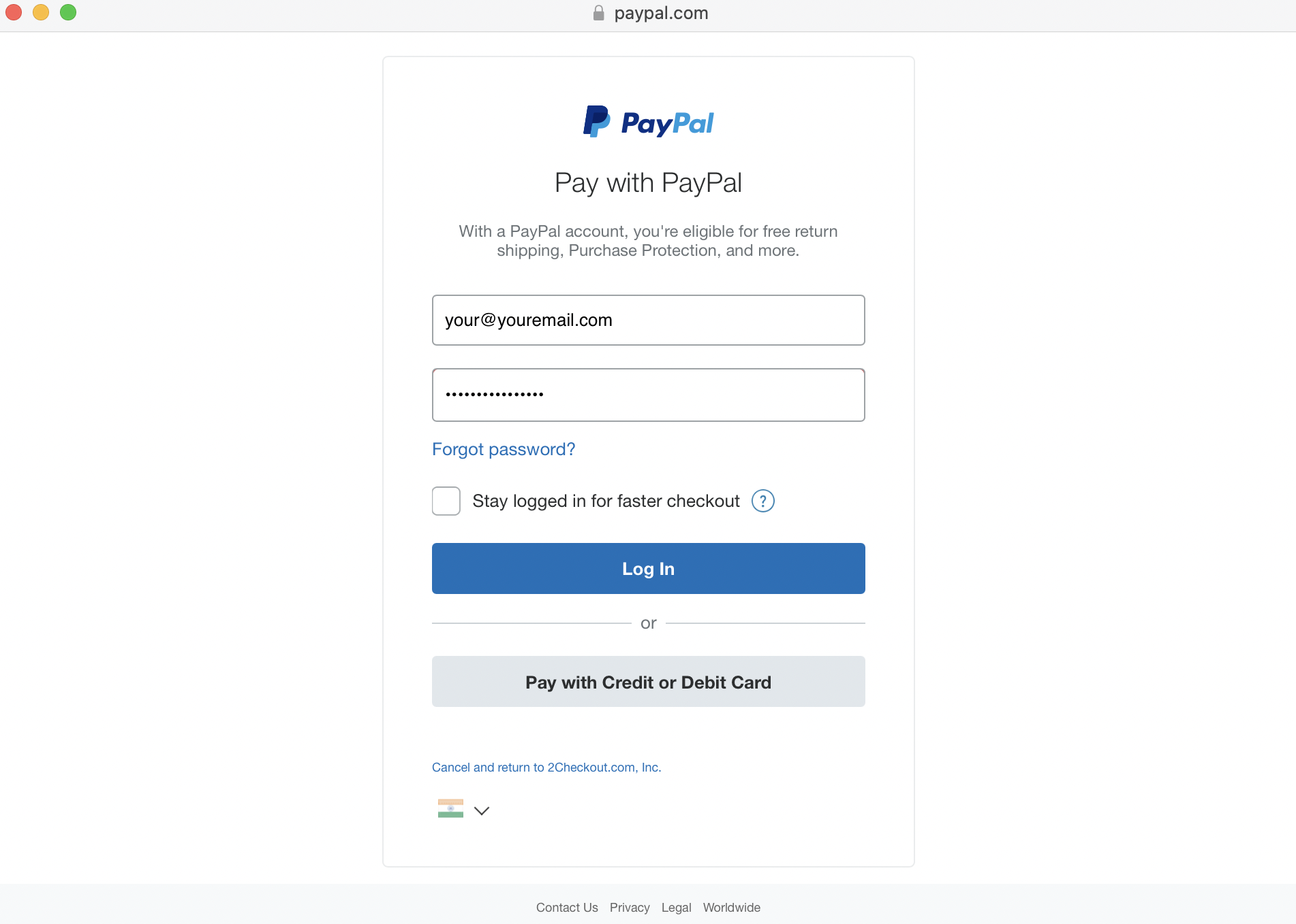 Akzeptieren von Kreditkartenzahlungen über PayPal mit 2CheckOut - HostNamaste