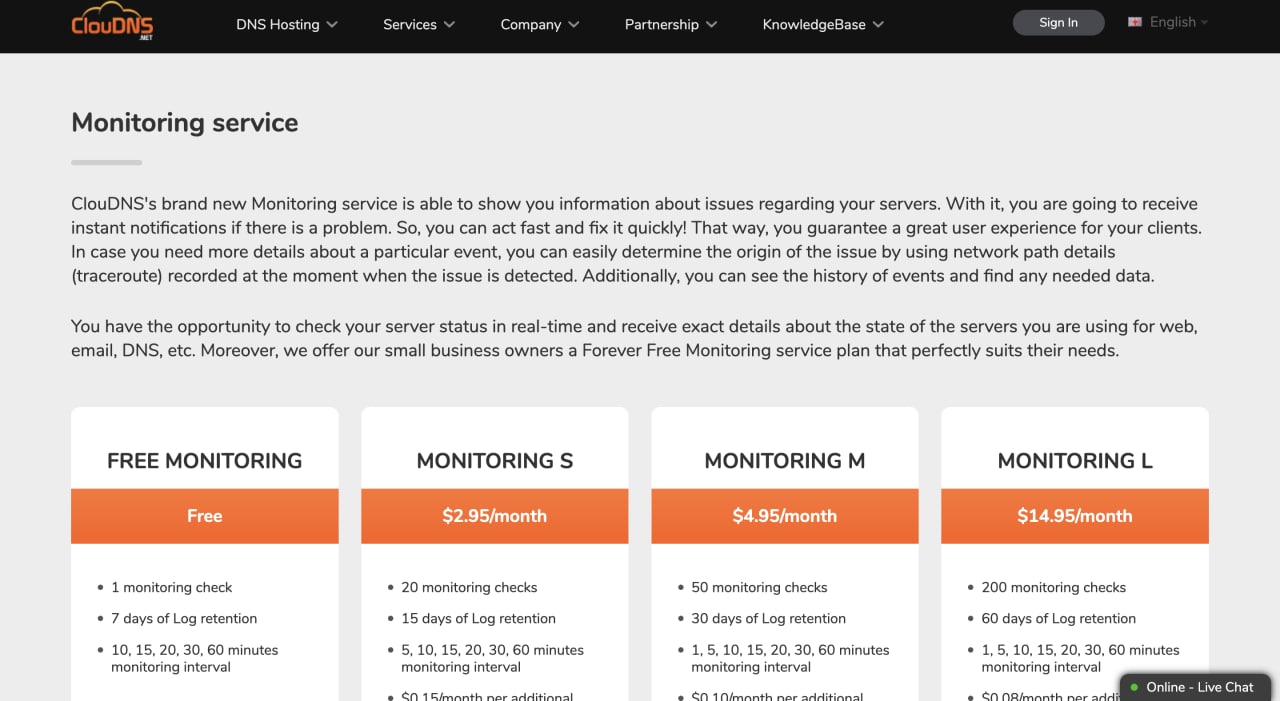 CloudDNS – Top 10 Best Website Monitoring Services of 2022 – HostNamaste