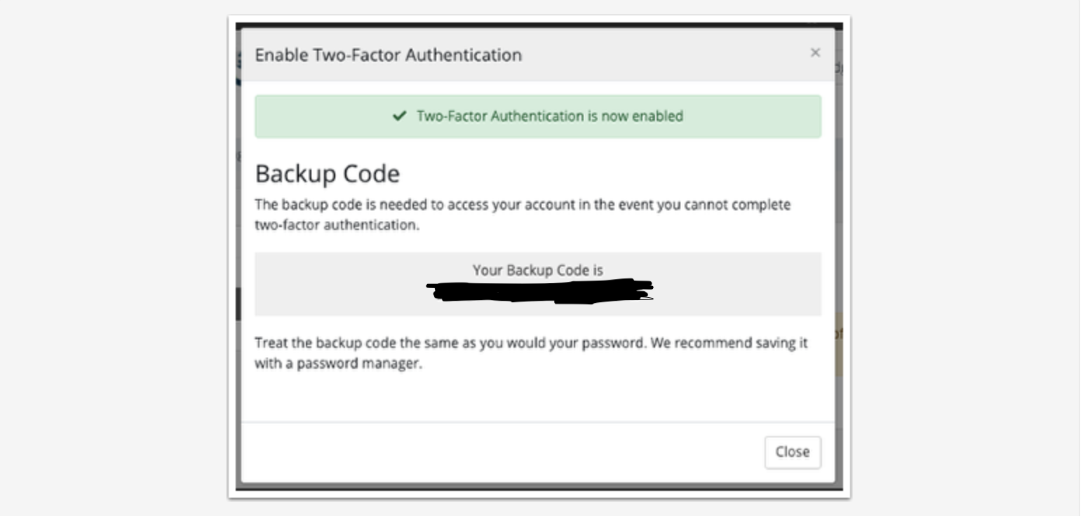 Backup Code - How to Enable Two Factor Authentication From HostNamaste Client Area – HostNamaste.com