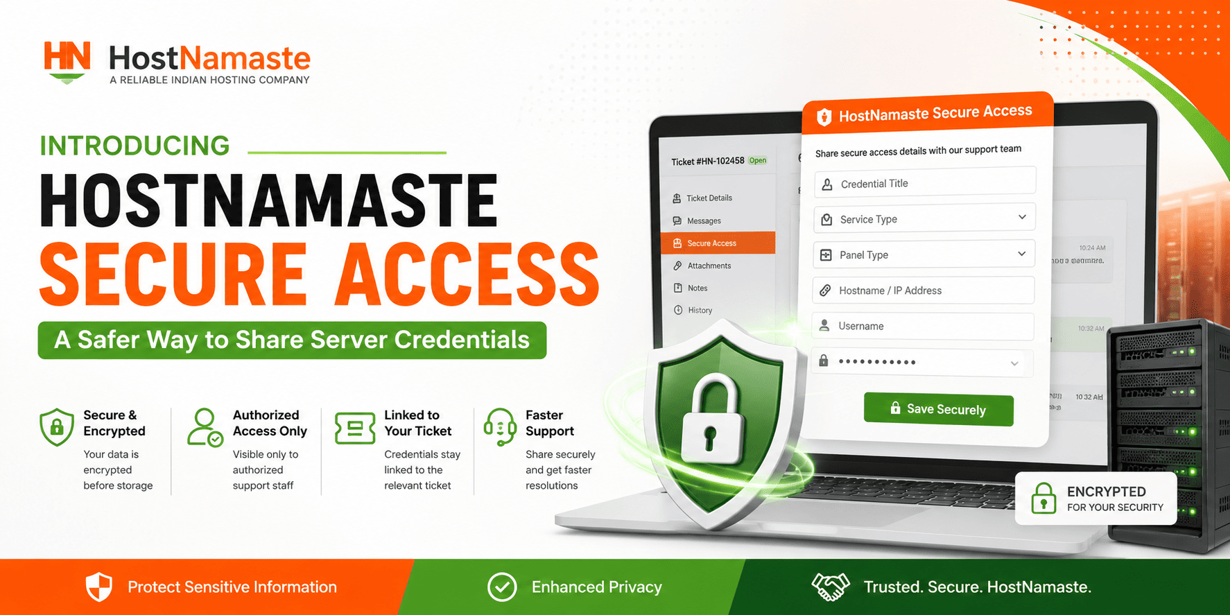 Introducing HostNamaste Secure Access – A Safer Way to Share Server Credentials – HostNamaste.com