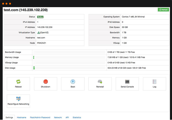 SolusVM VPS Management Control Panel